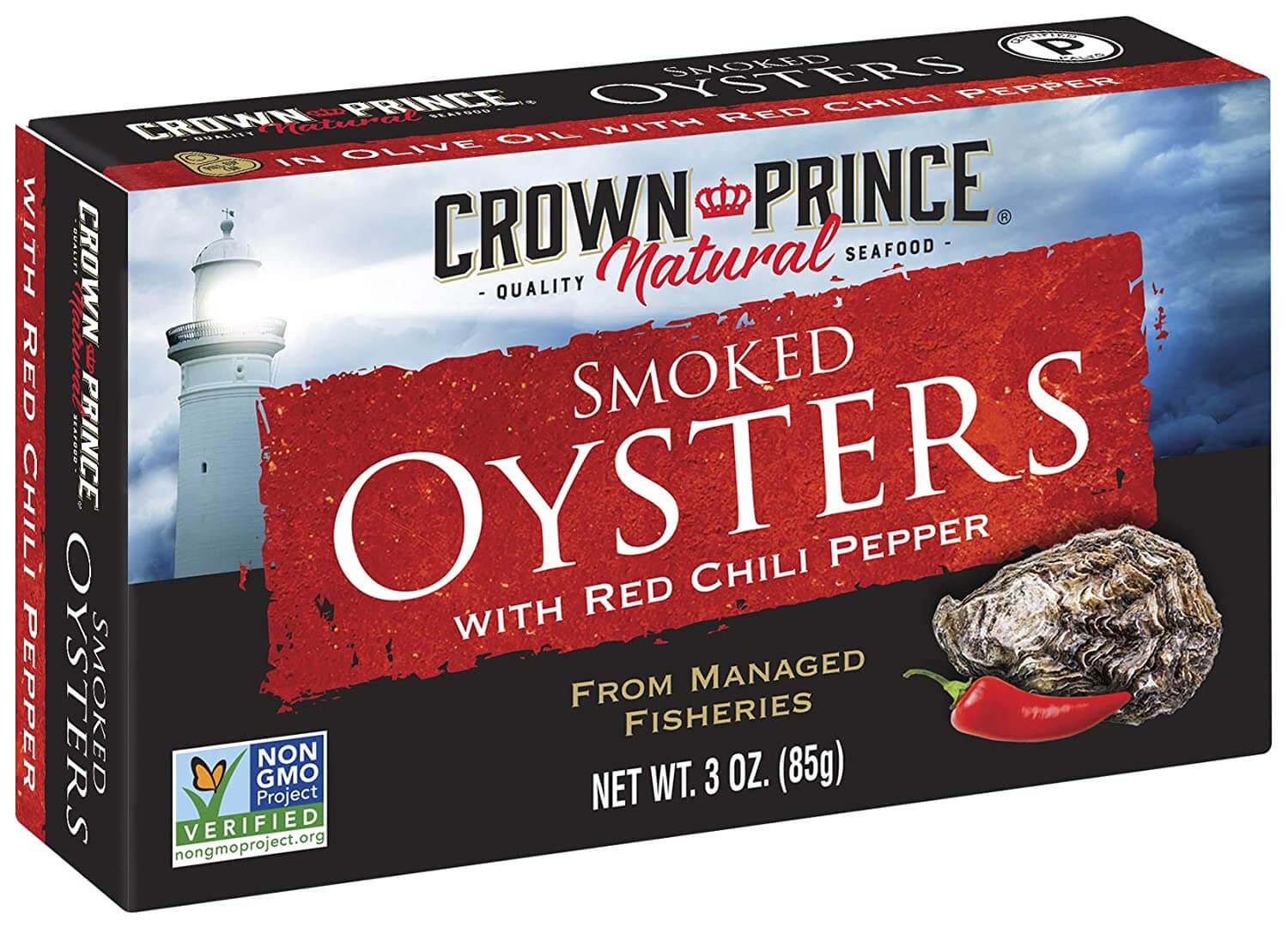 Crown Prince Natural Smoked Oysters with Red Chili Pepper