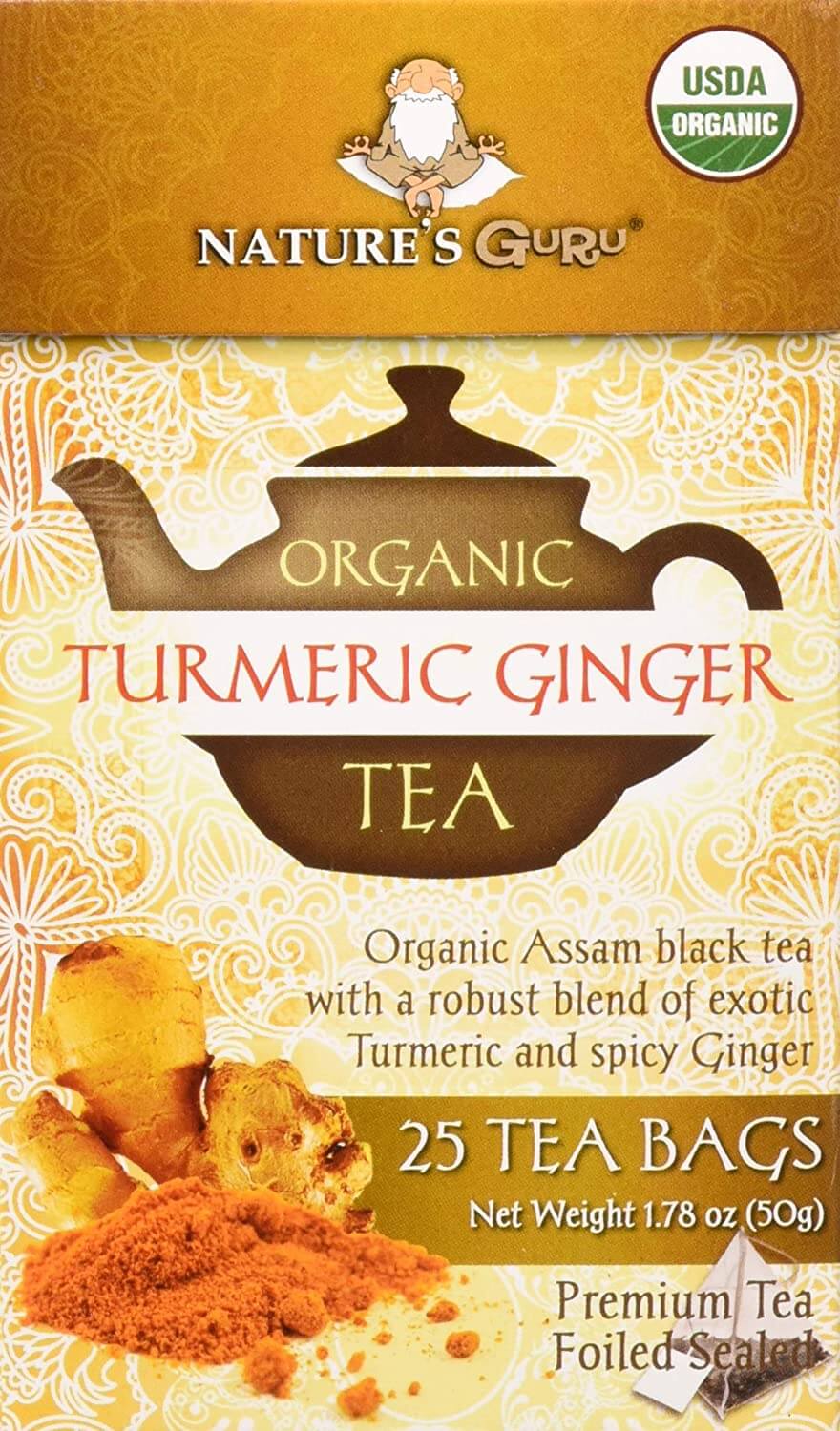 Nature's Guru Organic Whole Leaf Black Tea Turmeric Ginger