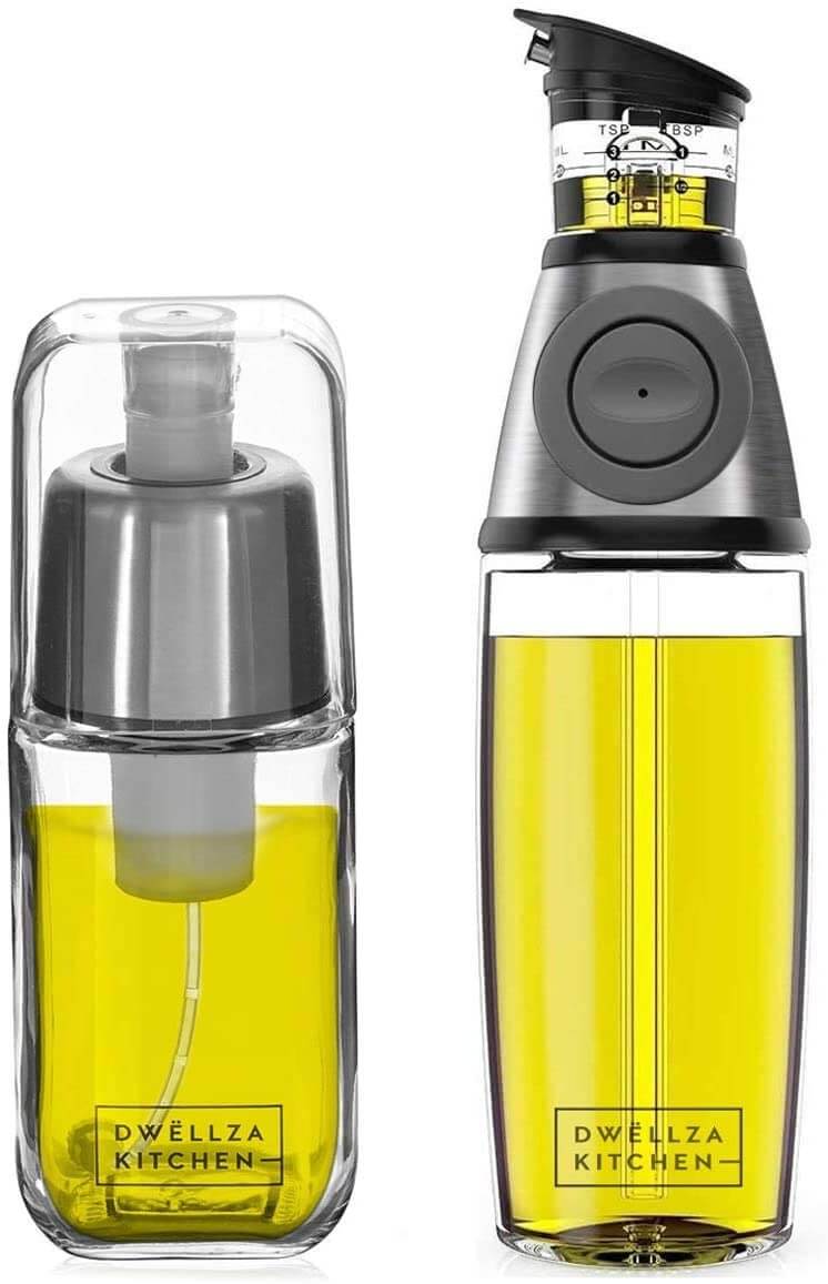 DWËLLZA KITCHEN Olive Oil Dispenser Bottle and Olive Oil Spray Bottle Set