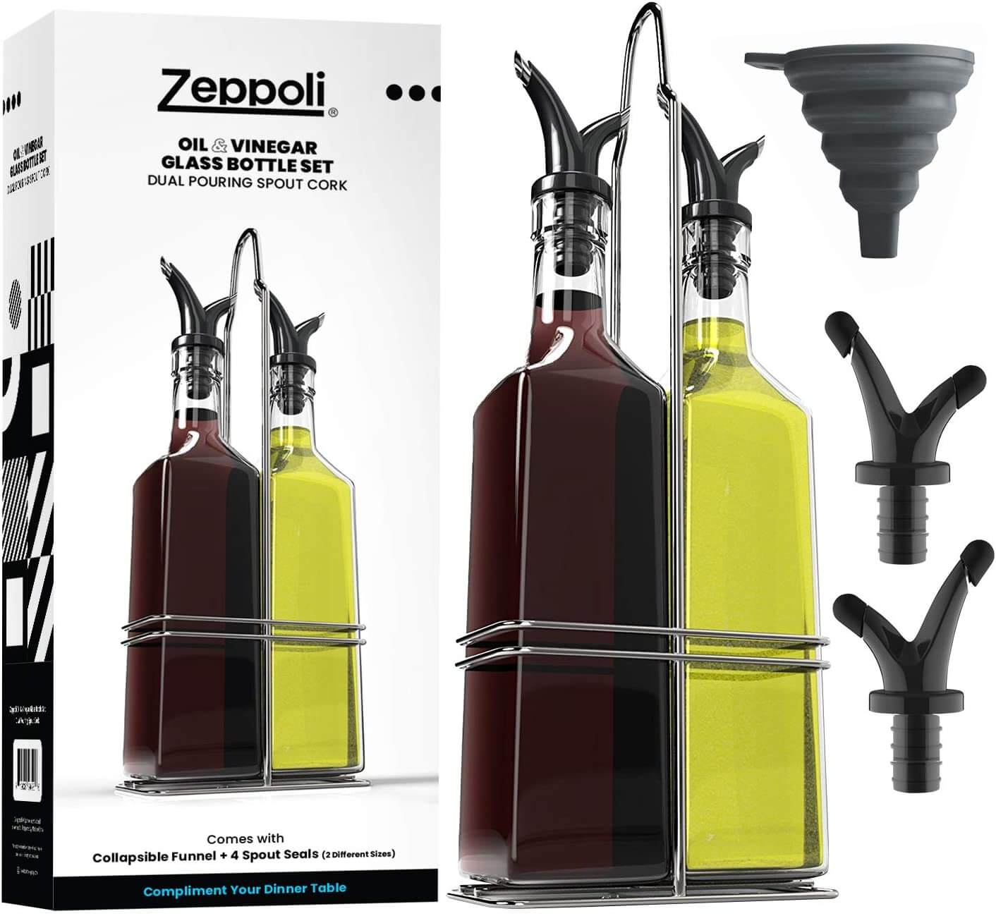 Zeppoli Glass Olive Oil Dispenser Set